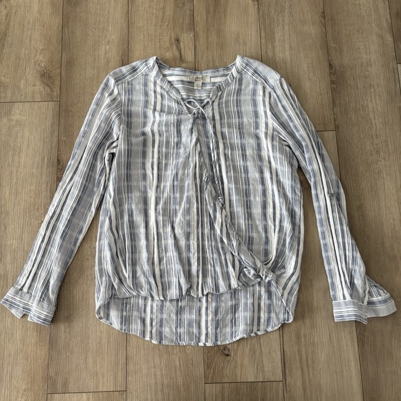 Vintage America Tops - Vintage America Blues Blouse Womens Extra Large XL V Neck Long Roll Sleeve Top